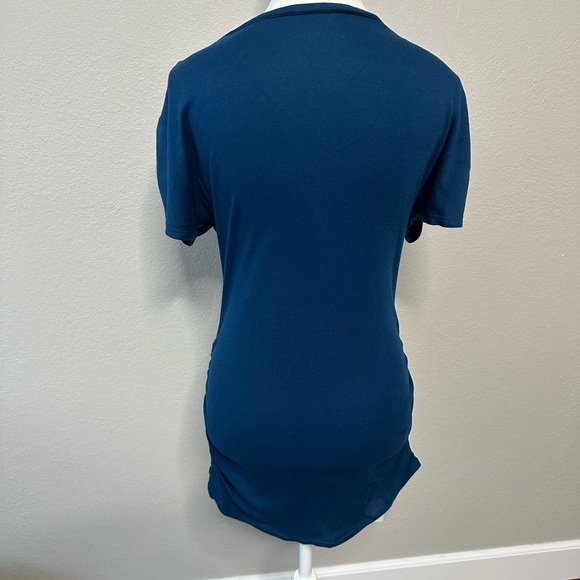 Express Blue Wrap Ruched Blouse - Picture 5 of 12